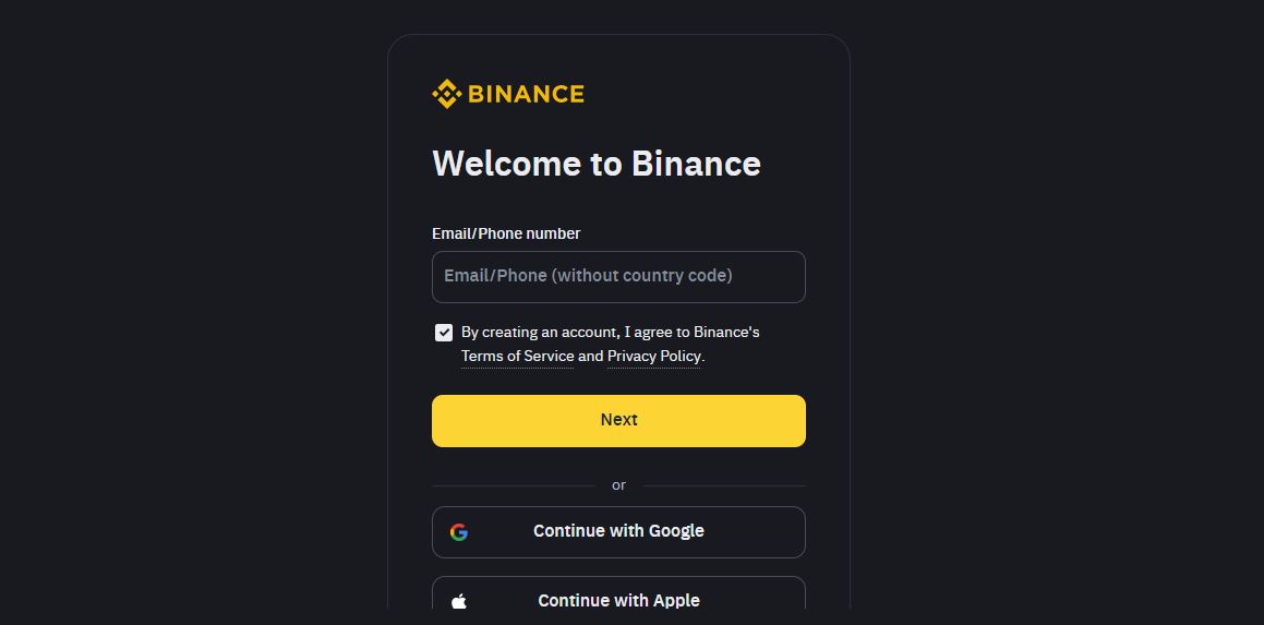 User interface of Binance trading platform showing cryptocurreny prices"